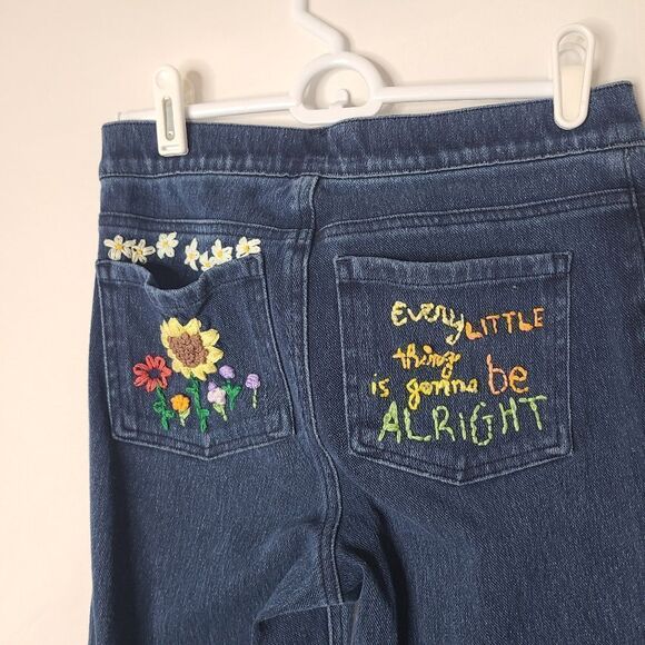 SPANX‎ Jean-ish Ankle Legging DIY Embroidered sz Small - Picture 3 of 8